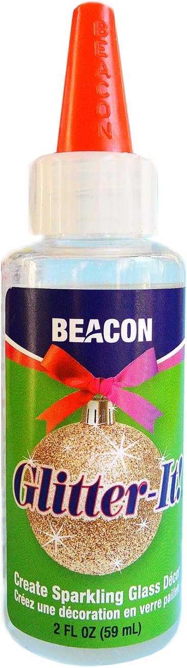 BEACON Glitter-It! Quick-Drying, Crystal Clear, Non-Toxic Glue for Sparkling Glass Decor & Ornament Crafting, 2-Ounce