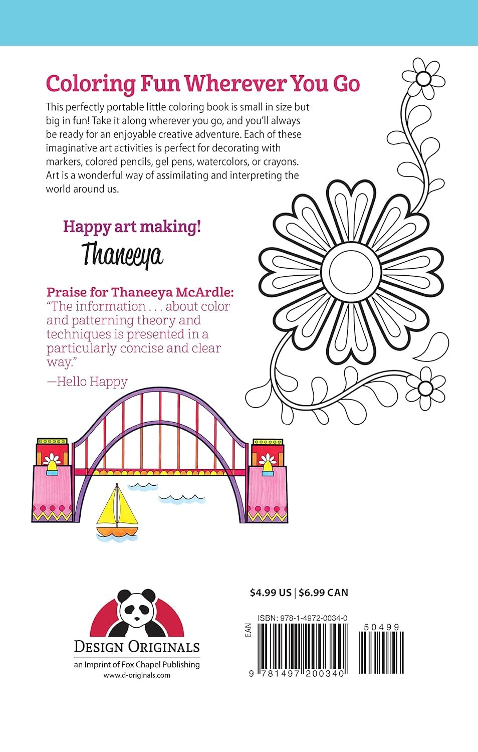 Color Fun Coloring Book: Perfectly Portable Pages (On-the-Go Coloring Book) (Design Originals) Extra-Thick High-Quality Perforated Pages & Convenient 5x8 Size to Take Along Wherever You Go