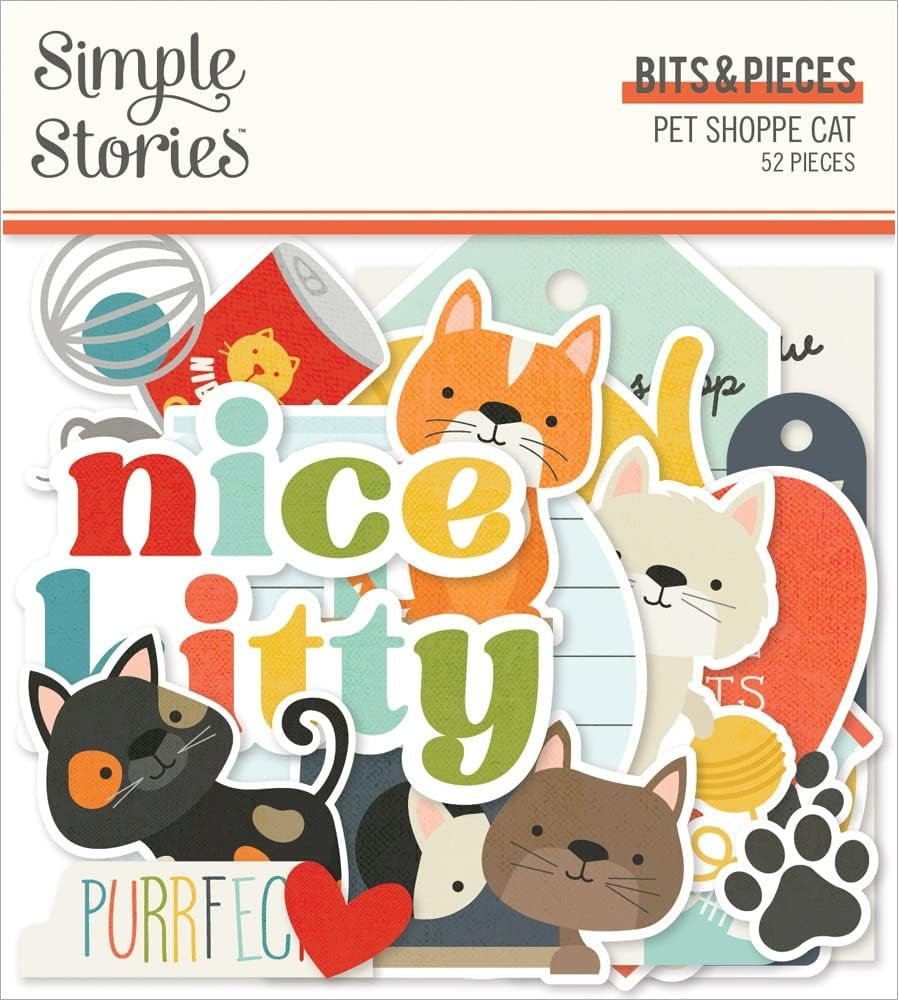 Pet Shoppe Cat Bits & Pieces Die-Cuts 52/Pkg-PETC9238