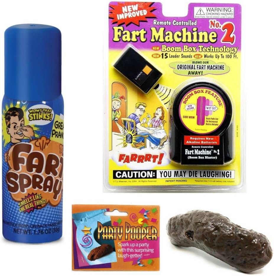 Fart Machine and Fart Spray with Fake Poop – Wireless Farting Machine with Stink Spray and Poop Toy - Fart Machine with Remote with Fake Poo and Fart Spray Prank Gifts for Endless Laughter