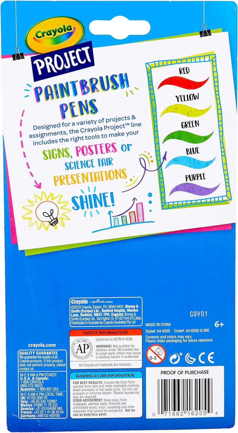 Crayola Washable No Drip Paint Brush Pens, Paint Set for Kids, 5 ct
