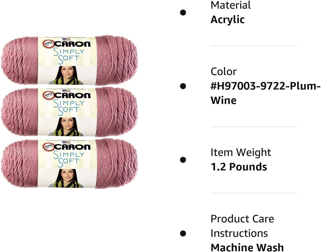 Caron Simply Soft Yarn Solids (3-Pack) Plum Wine H97003-9722