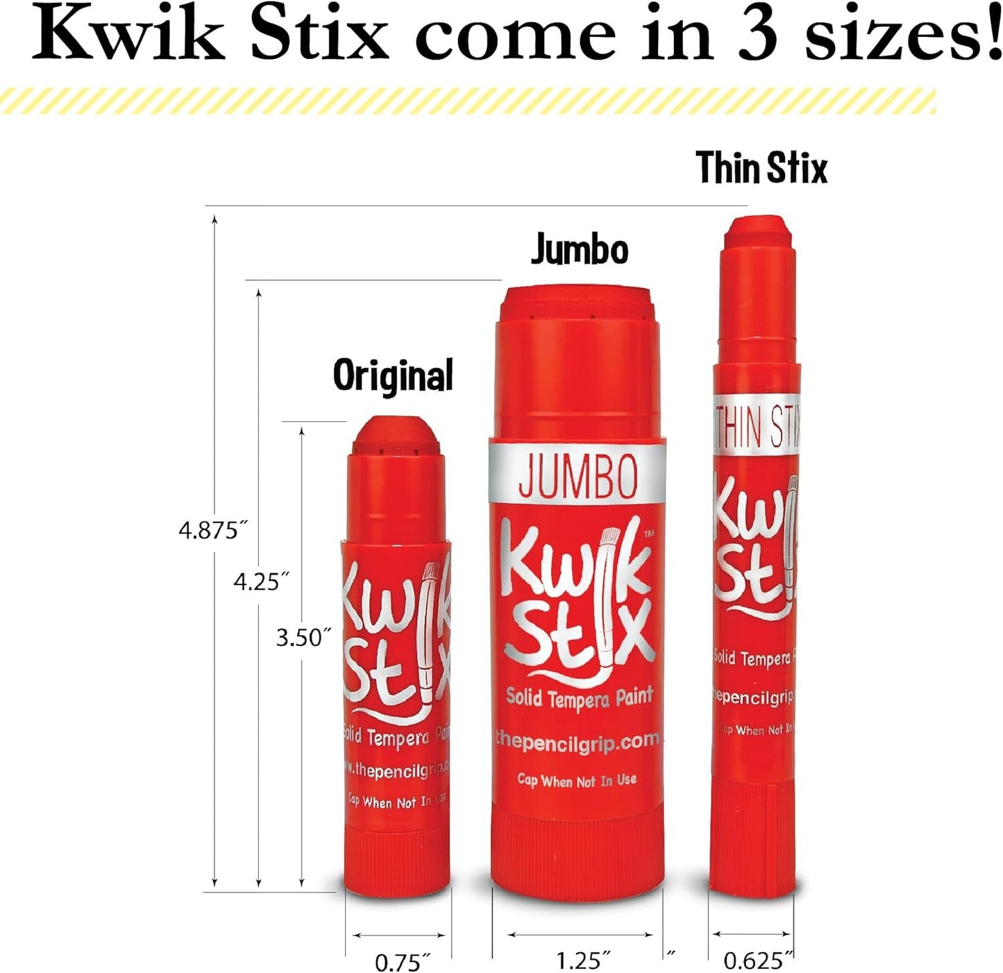 The Pencil Grip Kwik Stix Solid Paint Pens, Tempera Paint Pens, Super Quick Drying TPG-601, 6 Count