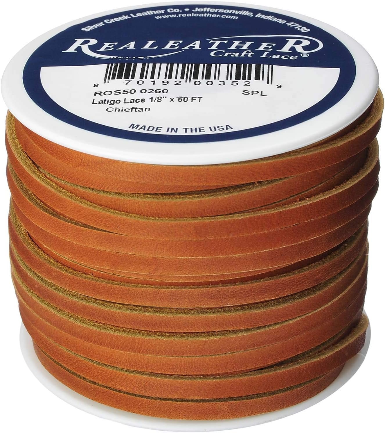 Realeather Latigo Lace Spool, 1/8" x 50', Chieftain