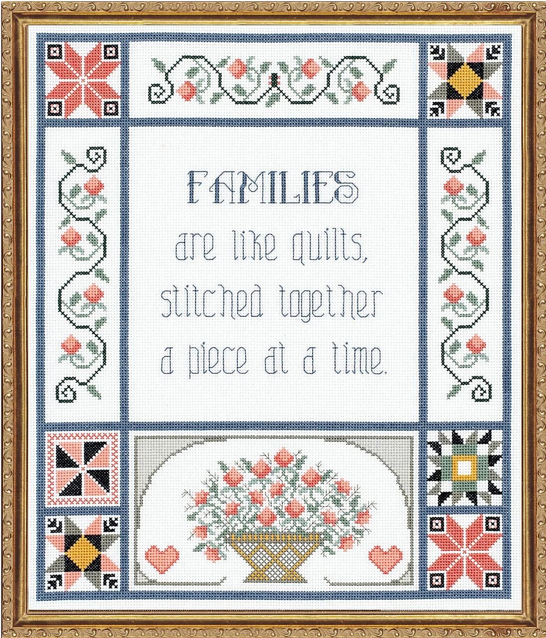 Janlynn 21-1743 Families are Like Quilts Counted Cross Stitch Kit, 13 by 15-Inch, Multi-Colored