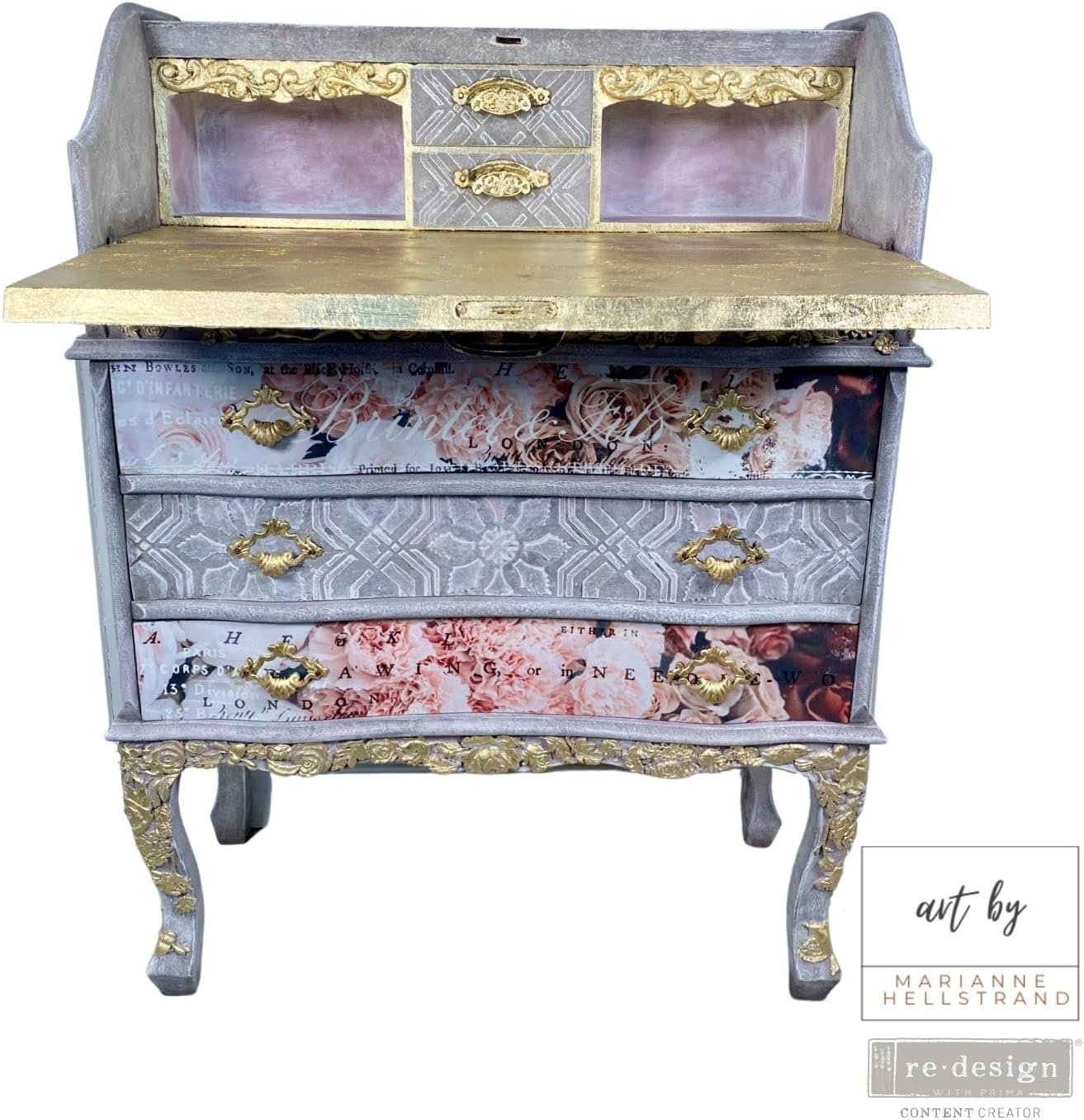 Redesign with Prima Redesign Furniture Decor Moulds® Fragrant Roses 5"x8",8Mm Thickness for Funiture Dresser, Chocolate,Cake,Candy,Backery,Soap,Polymer Clay, earthen Clay