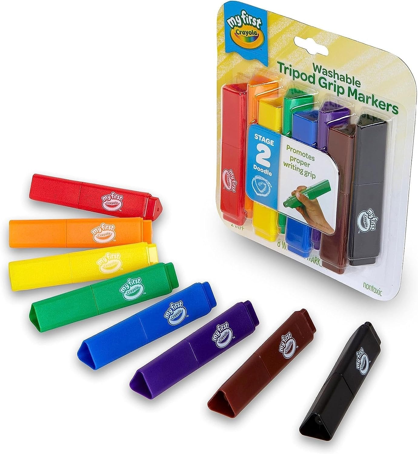 Crayola My First, Tripod Washable Markers for Toddlers, 8ct