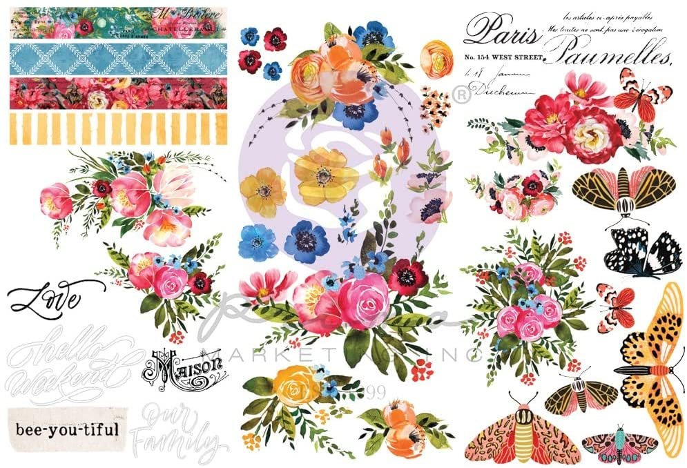 Painted Floral Rub-Ons - Prima