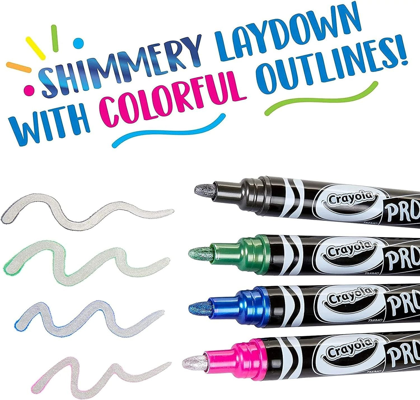 Crayola Metallic Outline Markers, Assorted Colors, Art Supplies, 4 Count