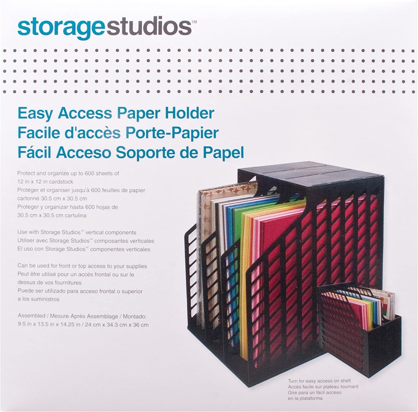 Advantus Storage Studios Easy Access Paper Holder with 3-Slots, 9.5 x 13.5 x 14.5 Inches, Black (CH92579)