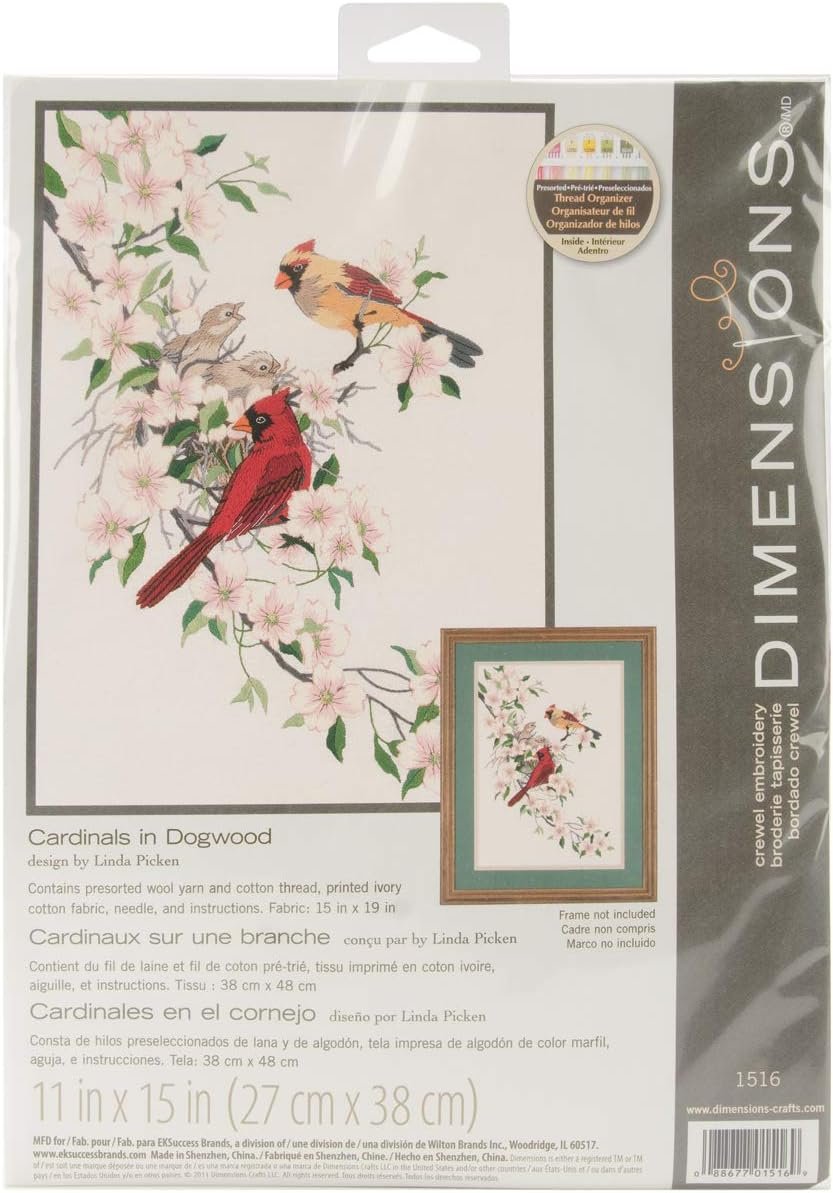 Dimensions Crewel Embroidery Kit - Cardinals In Dogwood