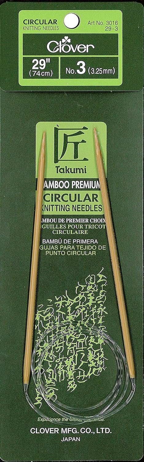 Clover Takumi Bamboo Circular 29-Inch Knitting Needles, Size 3