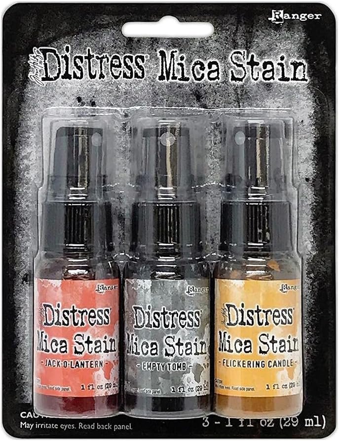 Tim Holtz Distress Halloween Mica Stain Set 1 & Set 2 - 6 Bottles - Two Set Bundle