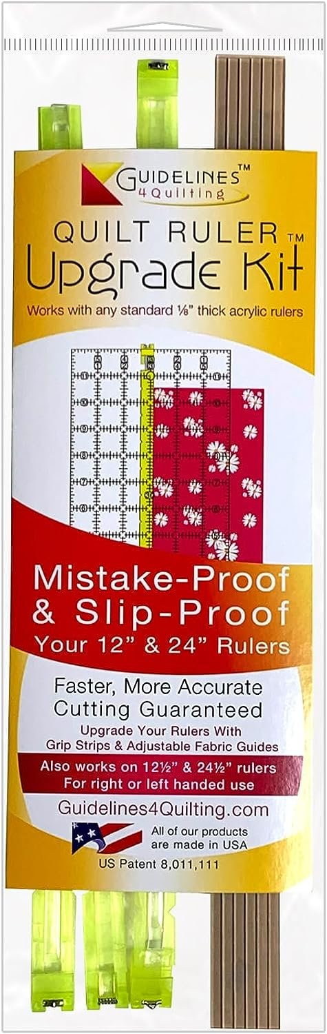 Guidelines4quilting - Quilt Ruler Upgrade Kit - Mistake Proof & Slip Proof Your 12" & 24” Quilt Rulers (or 12½" & 24½") - Cut Faster and More Accurately - for Both Right & Left-Handers
