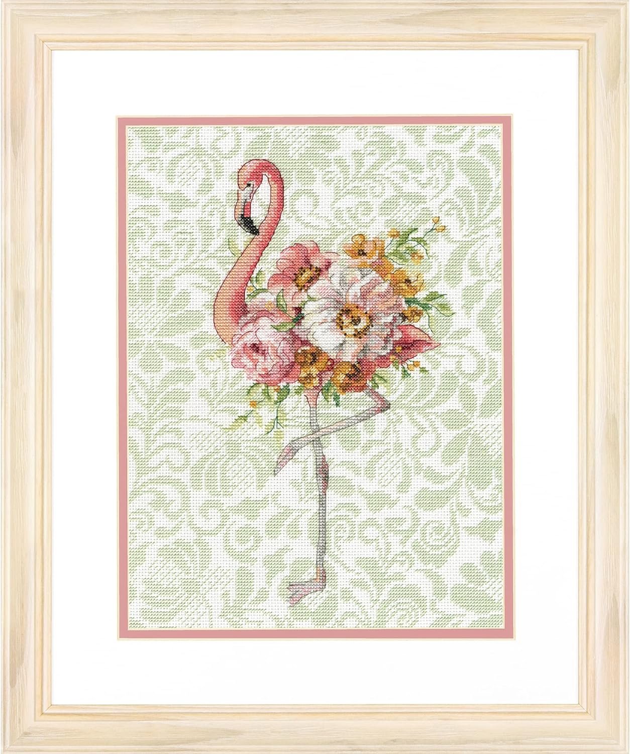 Dimensions Floral Flamingo Animal Counted Cross Stitch Set, 9" x 12", 14 Cnt. White Aida