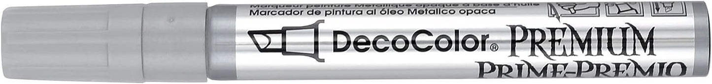 Uchida Of America 350-CSLV DecoColor Premium 3 Way Chisel Point Pen, Silver
