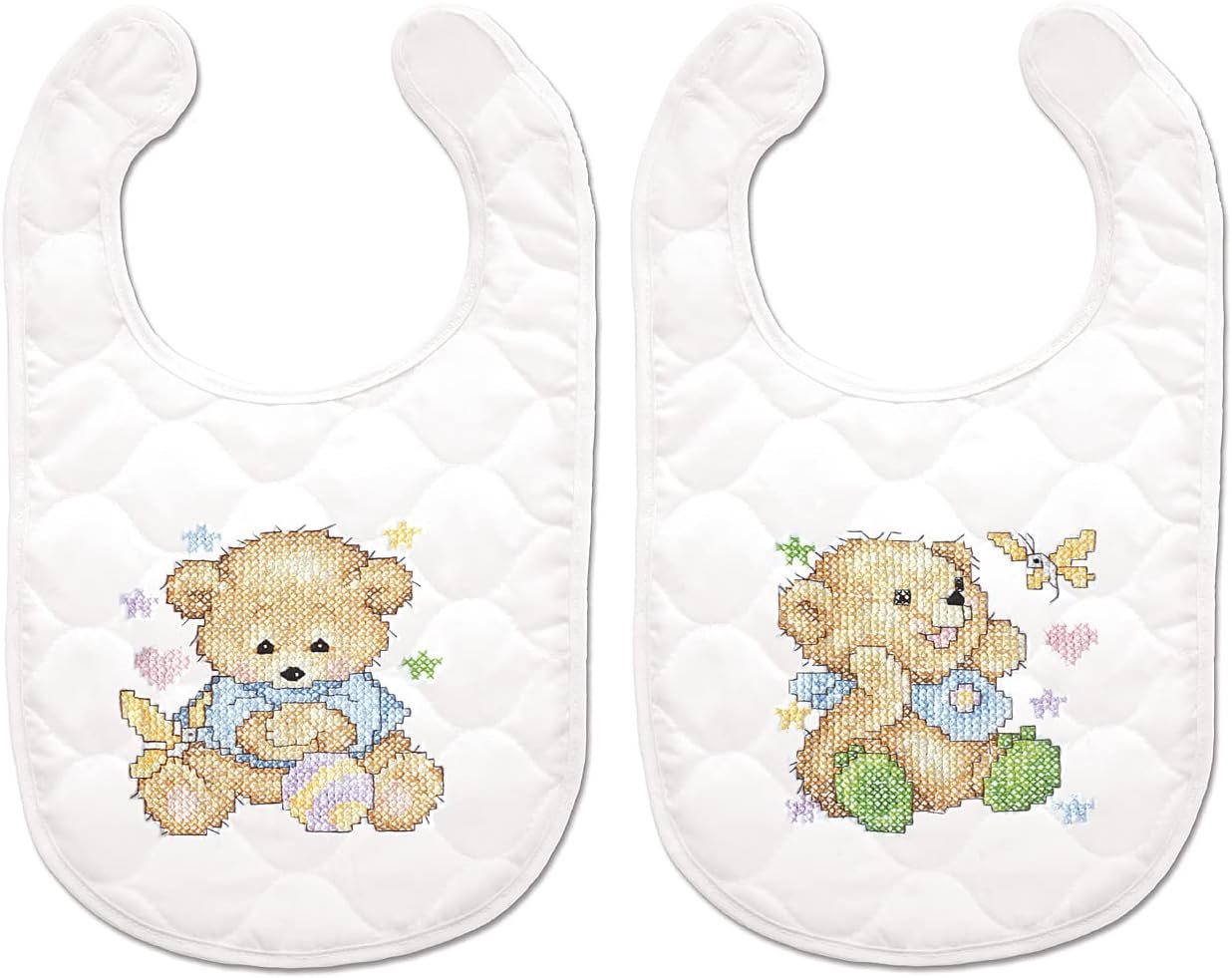 Tobin Bears Stamped for Cross Stitch Baby Bibs Kit 14" x 9"