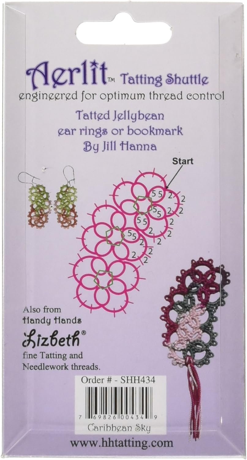 Handy Hands Aerlit Tatting Shuttle with 2 bobbins –SHH434, Caribbean Sky