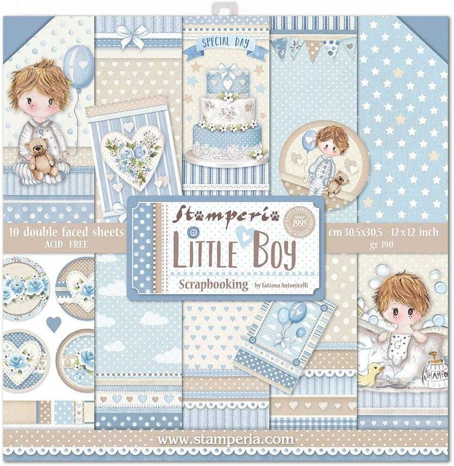 STAMPERIA INTERNATIONAL, KFT PAPER PAD 12X12 10PK LITTLE BOY, 30.5 x 30.5 (12" x 12"), Multicoloured