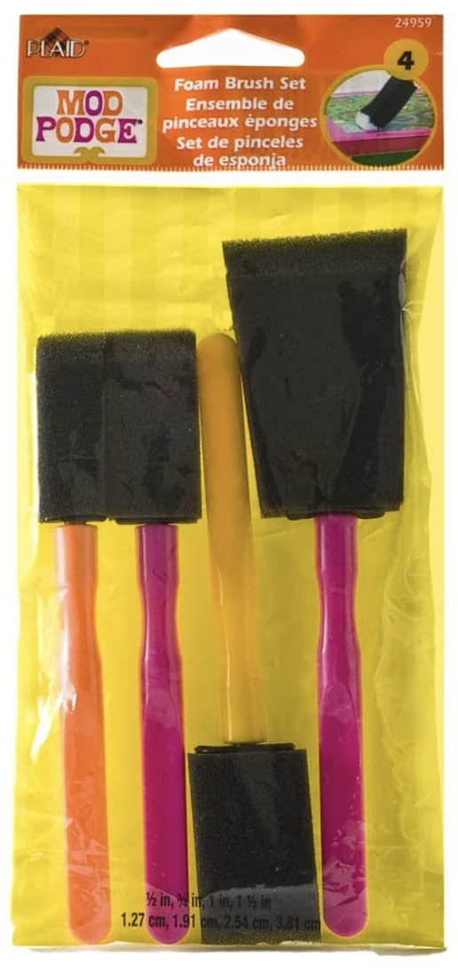 Decoupage Kit | Set 8oz Bottles of Mod Podge Waterbase Sealer/Glue/Finish (Matte + Gloss Finish) | 4pk Foam Brush Set