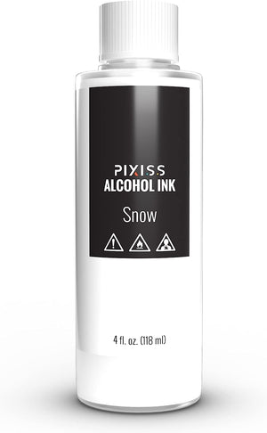 PIXISS 4oz. Alcohol Ink -Snow (White) with Applicator Bottles and Funnel