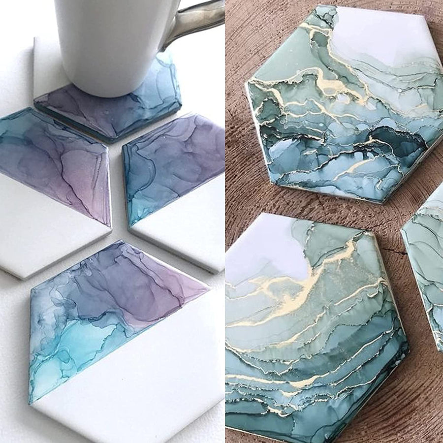 PIXISS Glazed Hexagon Ceramic Coaster/Tiles with Cork Backing - 100PC