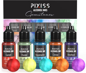 PIXISS Alcohol Ink Set of 5 - Shimmering Gemstone Hues