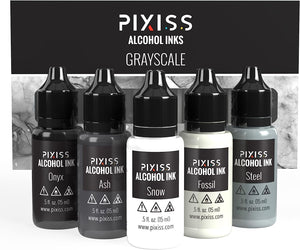 PIXISS Alcohol Ink Set of 5 - Brilliant Grayscale Hues