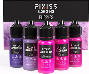 PIXISS Alcohol Ink Set of 5 - Brilliant Purple Hues