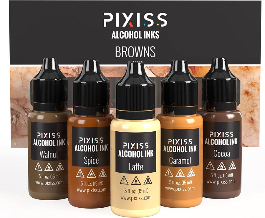 PIXISS Alcohol Ink Set of 5 - Brilliant Brown Hues