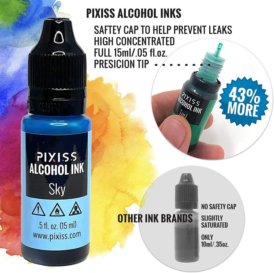 PIXISS Alcohol Ink Set of 5 - Brilliant Green Hues