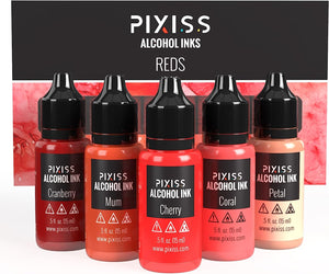 PIXISS Alcohol Ink Set of 5 - Brilliant Red Hues