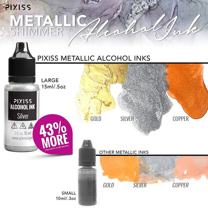 PIXISS Metallic Alcohol Inks, 4oz. Alcohol Ink Snow (White), Applicator Bottle & Funnel