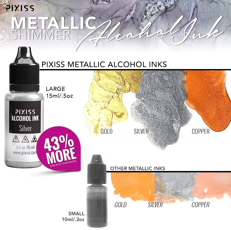 PIXISS Metallic Alcohol Inks Set of 5 - Shimmering Colors