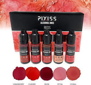 PIXISS Alcohol Ink Set of 5 - Brilliant Red Hues