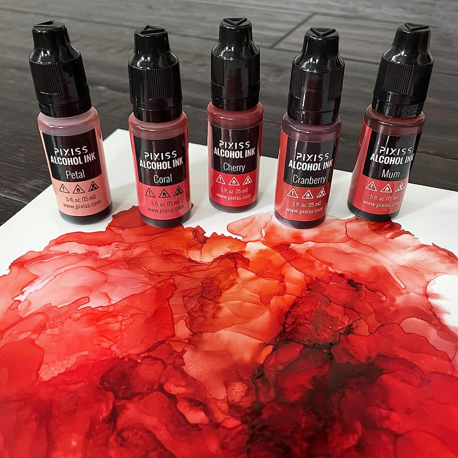 PIXISS Alcohol Ink Set of 5 - Brilliant Red Hues