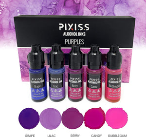 PIXISS Alcohol Ink Set of 5 - Brilliant Purple Hues