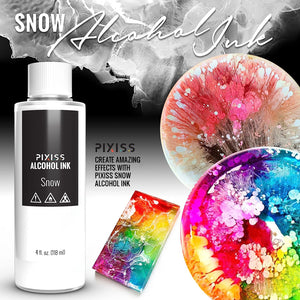 PIXISS 4oz. Alcohol Ink -Snow (White) with Applicator Bottles and Funnel