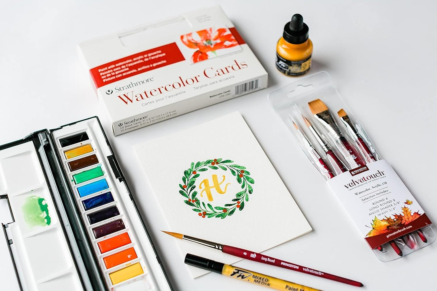 Princeton Velvetouch, Mixed-Media Brushes for Acrylic, Oil, Watercolor Series 3950, 4-Piece Professional Set 100