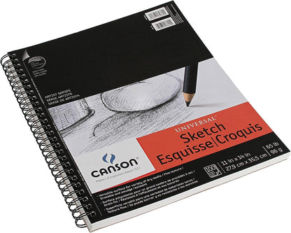 Canson 100510850 Pro-Art Artist Series Universal Sketch Pad, 5.5" x 8.5" Side Wire