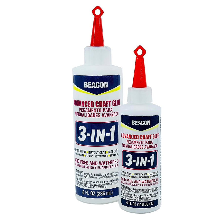 BEACON 3-in-1 Advanced Craft Glue - Fast-Drying, Crystal Clear Adhesive for Wood, Ceramics, Fabrics, and More, 8-Ounce