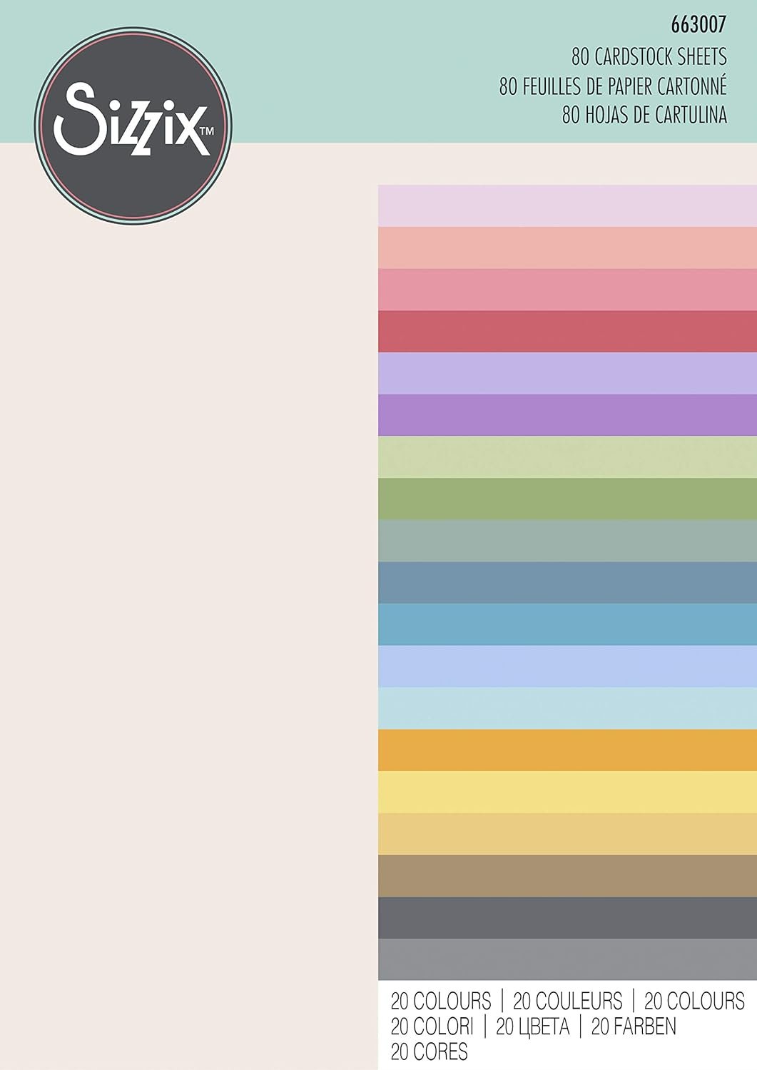 Sizzix Surfacez-Making Essential Cardstock Sheets 60PK (10 Colours Neutrals), Multicolour, 8 1/4" x 11 5/8"