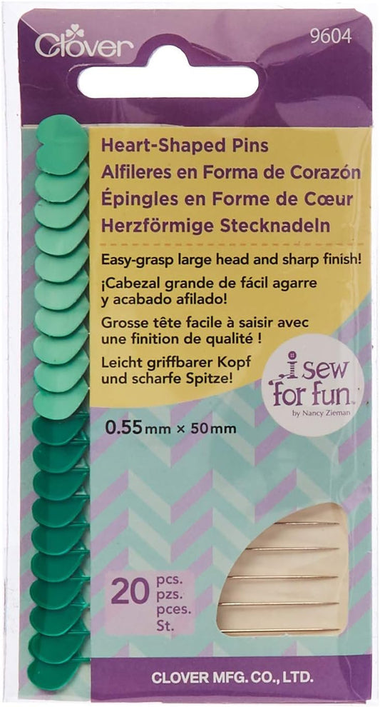Clover 20/Pkg I Sew for Fun Heart Shaped Pins, 8