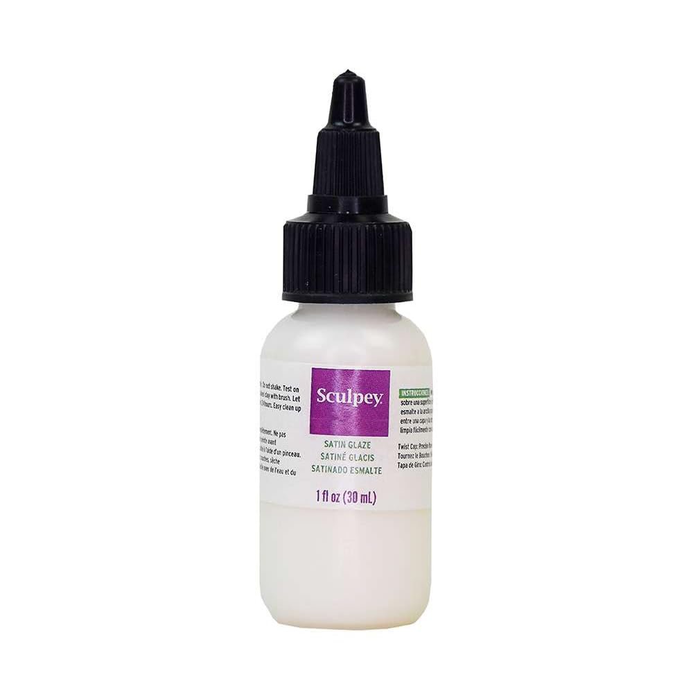 Sculpey® Satin Glaze, Non Toxic, 1 fl oz. bottle with precise flow twist cap. Will add a satin finish to your baked polymer oven-bake clay creations!