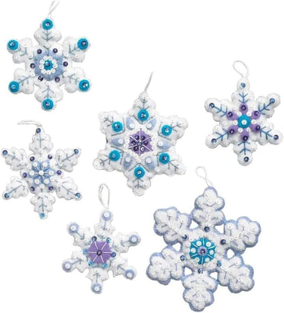 Bucilla Sparkle Snowflake Ornament Kit, 6 Count,Gold