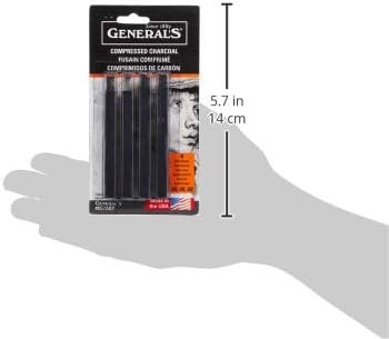 General Pencil 957ABP Compressed Charcoal Sticks 4/Pkg-Black - Soft Assorted - 3 Pack, 957ABP061120-3