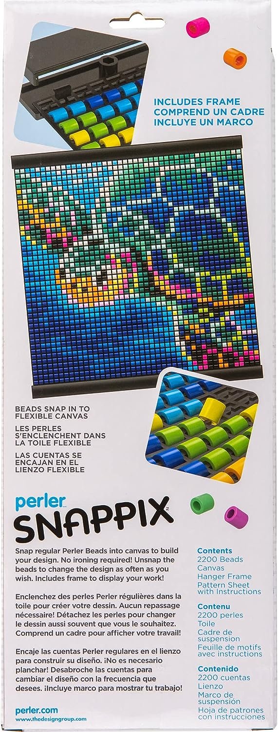 Perler Snappix No-Iron Fuse Bead Craft Kit for Kids, 12" x 12", Multicolor 2203 Piece