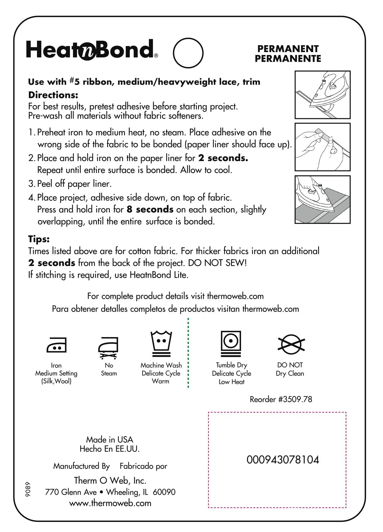 HeatnBond UltraHold Iron-On Adhesive, 7/8 Inch x 10 Yards