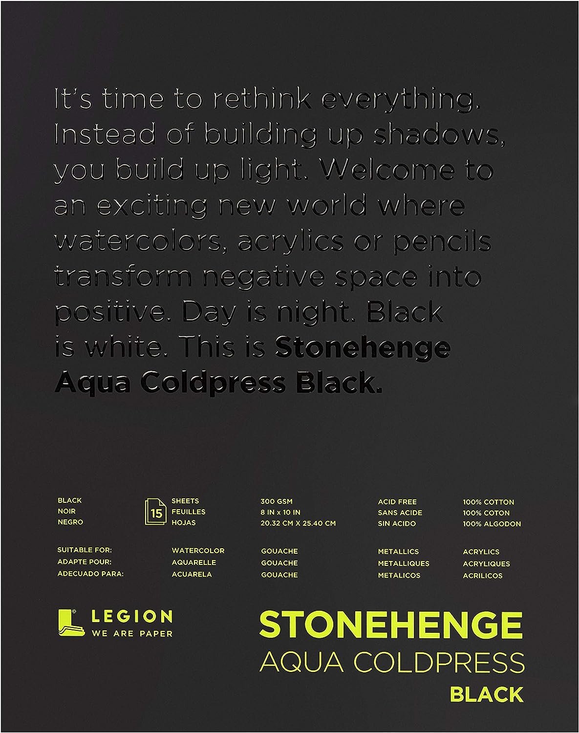 Stonehenge Aqua Black Pad, 140lb, Coldpress, 8 x 10 Inches, 15 Sheets
