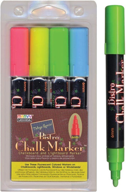 UCHIDA 480-C-F4 Marvy Broad Point Tip Fluorescent Bistro Chalk Marker, Green